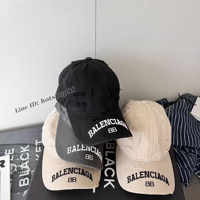 Balenciaga專櫃新款巴黎世家男女同款破壞爛邊棒球帽做舊破壞棒球帽 mmyj3229